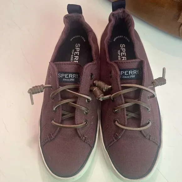 Sperry Top Sider Shoes Womens 5.5 Crest Vibe Sneakers Maroon Fabric - Picture 2 of 11